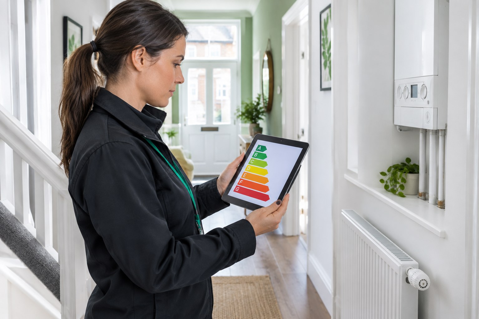 Energy assessor checking a rental property's EPC rating